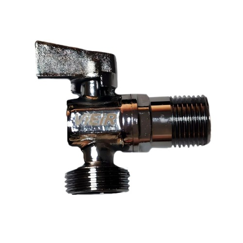 ViEiR шаровой миникран УГЛОВОЙ с отражателем д/смесителей НР 1/2"-3/4", хром (VER46)