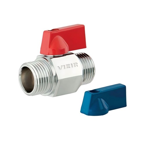 ViEiR шаровой кран НР-НР 1/2" mini, красн. и син. ручки (VRHH3)