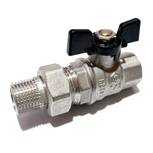 ViEiR Шаровый кран БАБОЧКА с американкой 3/4", черный (VP224-02)