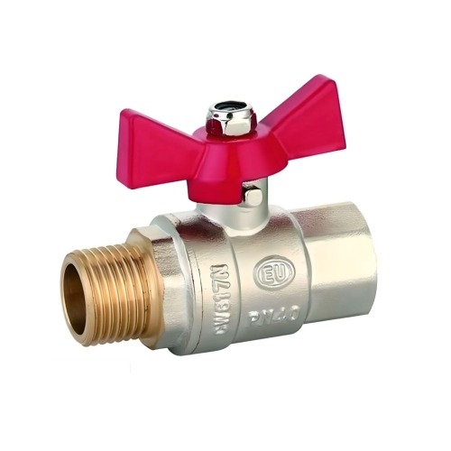 ViEiR шаровой кран HР-ВР 1/2" НИКЕЛЬ красн. бабочка (VR203-01)