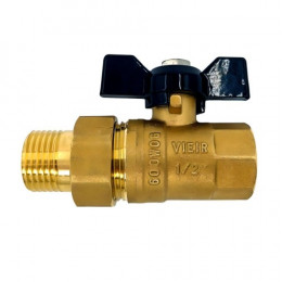 ViEiR шаровой кран со сгоном НР-ВР бабочка 1/2" усиленный желтый (VR104-01)