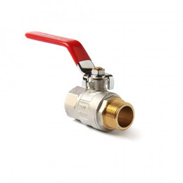 ViEiR шаровой кран HР-ВР 1/2" никель, красн. рычаг (VR202-01)